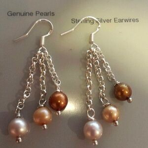 Cultured Freshwater Pearl Earrings Genuine Pearls